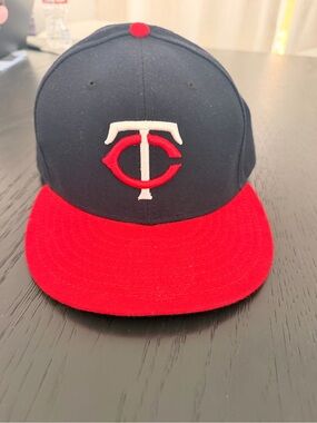 New Era 59FIFTY Minnesota Twins Fitted Hat Navy Red TC Logo MLB Baseball Cap